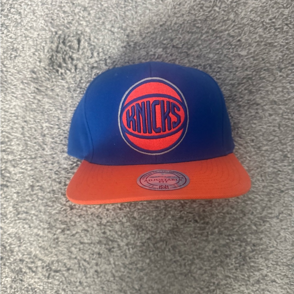New York Knicks Mitchell & Ness Blue and Orange Snapback Hat